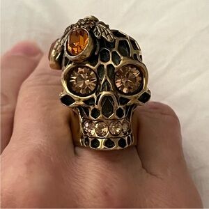 Alexander McQueen Honeycomb Skull Bee Ring